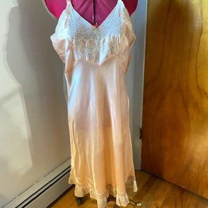 Vintage  Sexy Pale Pink Satin Full Slip / Lace Accents Sz. xlg